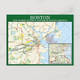 Cartão Postal Cartão-postal do Mapa de Metrô MBTA Bostons
