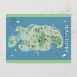 Cartão Postal Cartão-postal do Mapa de Silver Island