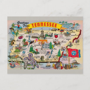 Cartão Postal Cartão-postal do Mapa do Estado do Tennessee