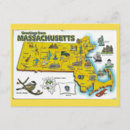 Cartão Postal Cartão-postal do Mapa Estatal de Massachusetts