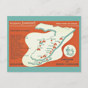 Cartão Postal Cartão-postal do Mapa Howard Johnsons da Flórida