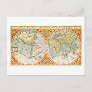 Cartão Postal Cartão-postal do Mapa Mundial 1637