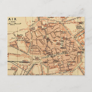 Cartão Postal Cartão-postal do Mapa Vintage France Aix