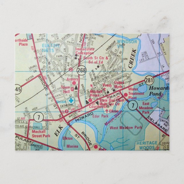 Cartão Postal Cartão-postal do MD Vintage Map (Frente)