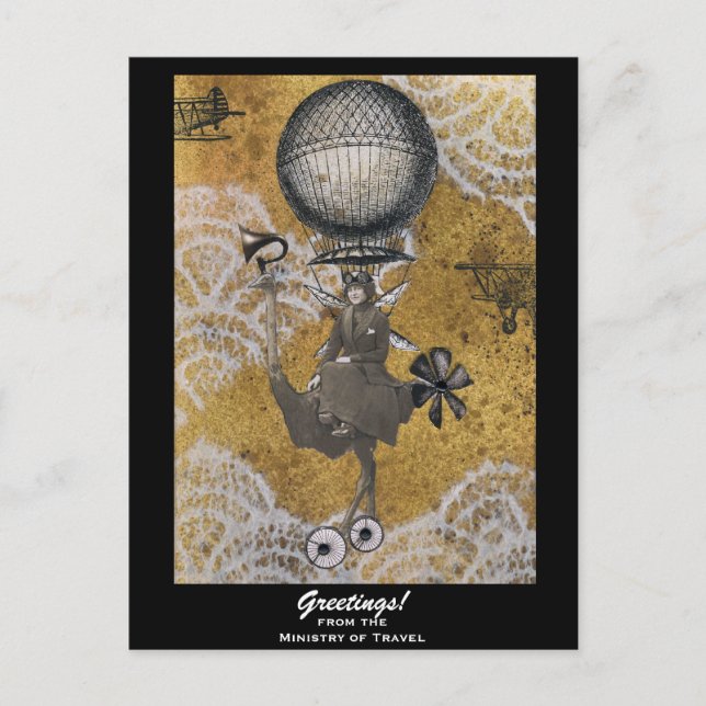 Cartão Postal Cartão-postal do Ministério da Viagem Steampunk (Frente)