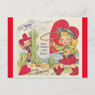 Cartão Postal Cartão-postal do Namorados Vintage Cowboy & Cowgir