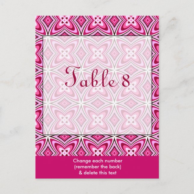 Cartão Postal Cartão-postal do Número de Tabela Rosa (Frente)