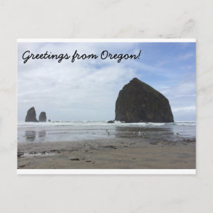 Cartão Postal Cartão-postal do Oregon: praia de canhão e rocha d