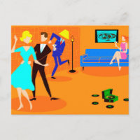 Cartão-postal do Partido Cocktail Retro Cartoon