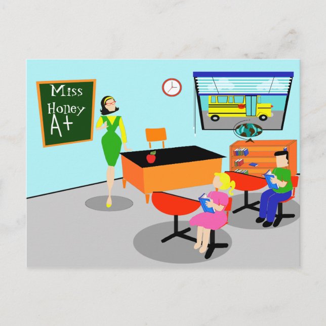 Cartão Postal Cartão-postal do professor retrô (Frente)