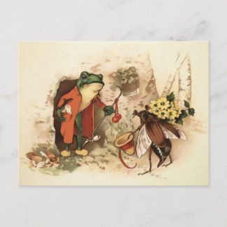 Cartão Postal Cartão-postal do Sapo e Inseto Vintage