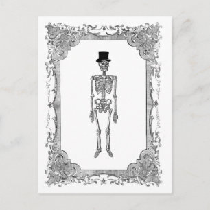 Cartão Postal Cartão-postal do Skeleton Top Hat Vintage