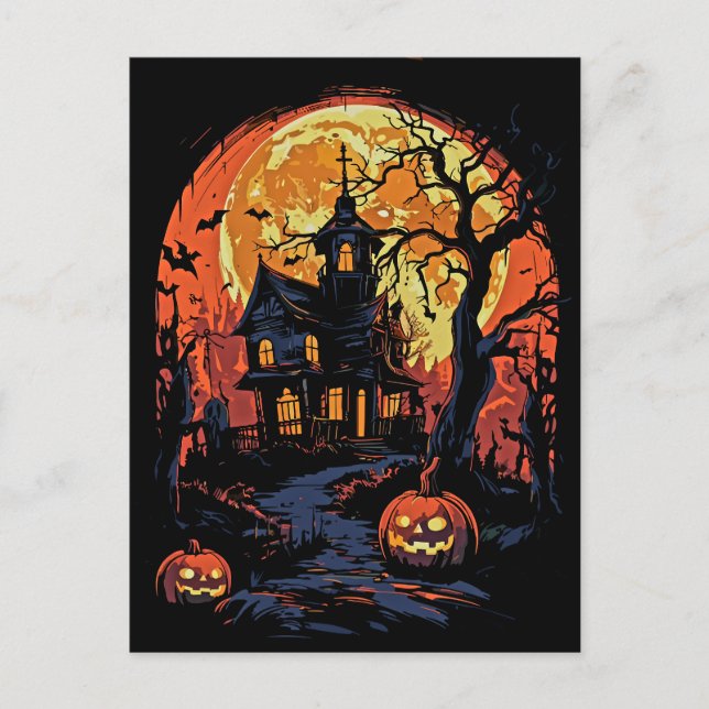 Cartão Postal Cartão-postal do Spooky Halloween (Frente)