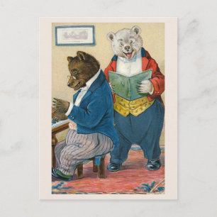 Cartão Postal Cartão-postal do Urso Vintage "Bears Fazer Music"
