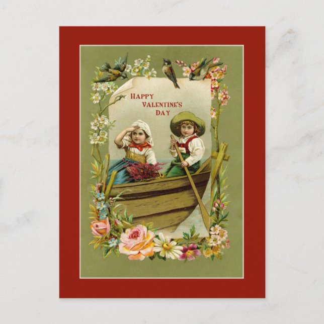 Cartão Postal Cartão-postal do Valetine Boat (Frente)