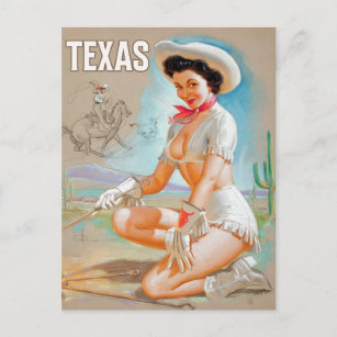Cartão Postal Cartão-postal do Viagem do Texas - Garota-Pin-Up