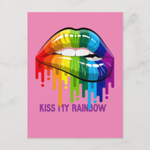 Cartão Postal Cartão-postal do Vintage Kiss My Rainbow Lábios