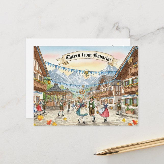 Cartão Postal Cartão-postal do Vintage Oktoberfest (Frente/Verso In Situ)