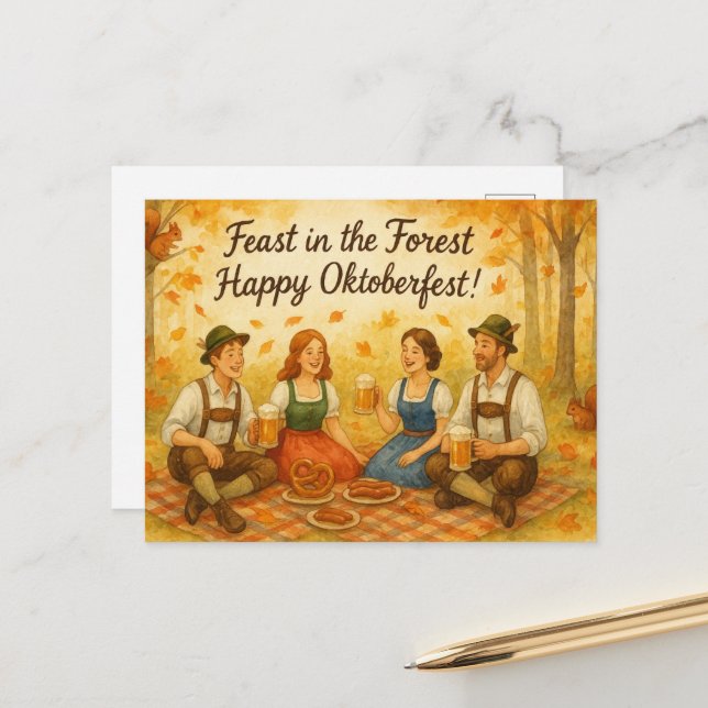 Cartão Postal Cartão-postal do Vintage Oktoberfest (Frente/Verso In Situ)