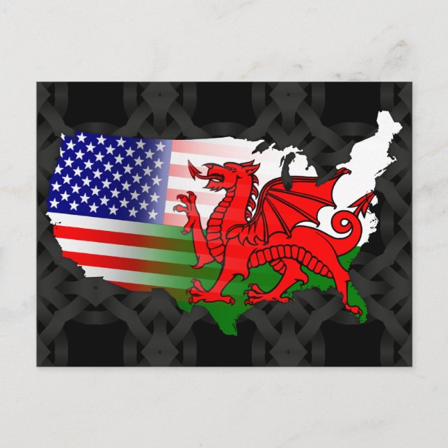 Cartão Postal Cartão-postal do Welsh American Flags (Frente)
