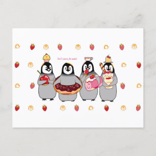 Cartão Postal Cartão-postal Doce Pinguins Dessert