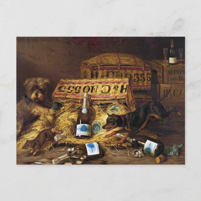 Cartão Postal Cartão-postal: Dois cães perseguindo um rato por A (Frente)