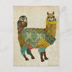 Cartão Postal Cartão-postal Dourado Alpaca & Teal Owl