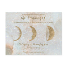 Cartão-postal Dourado Azul Azul Azul-Lua Zodiac