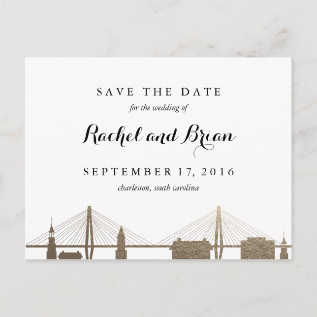 Cartão Postal Cartão-postal Dourado Charleston Carolina do Sul F (Frente)