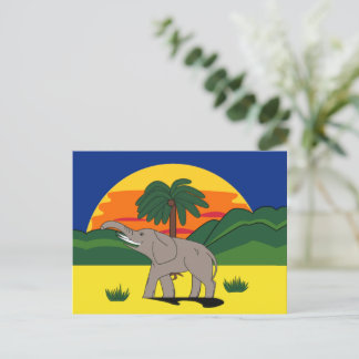 Cartão Postal Cartão-postal Dourado de elefante e palmeira