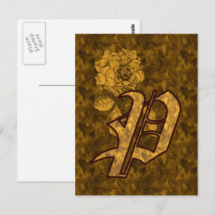Cartão Postal Cartão-postal Dourado de Pensão P Monograma Inicia
