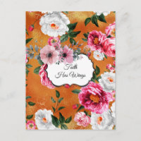 Cartão-postal Dourado Floral com Asas