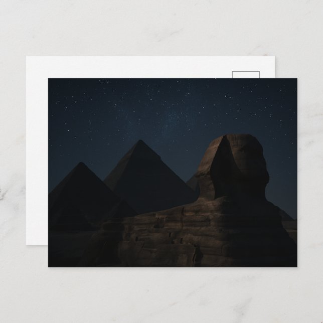 Cartão Postal Cartão-postal egípcio Sphinx Pyramids Night Sky (Frente/Verso)