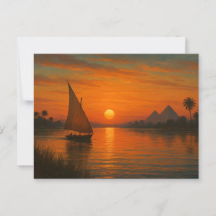 Cartão Postal Cartão-postal Egípcio Sunset Nilo Felucca