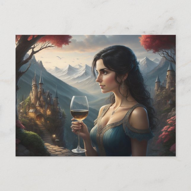 Cartão Postal Cartão-postal elegante de vinho Bebendo (Frente)