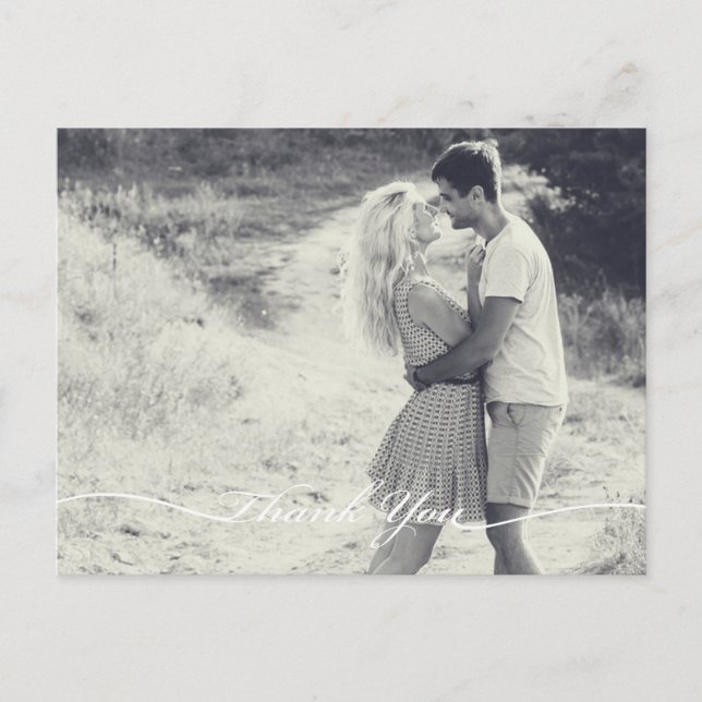 Cartão Postal Cartão-postal Elegante Obrigado | Script Branco (Frente)