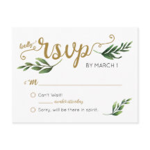 Cartão-postal Elegante Watercolor Greenery RSVP