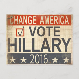 Cartão Postal Cartão-postal eleitoral de Hillary Clinton 2016