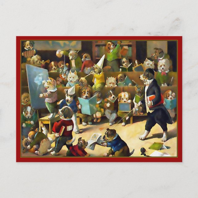 Cartão Postal Cartão-postal: "Escola do Cachorro" de Louis Wain (Frente)