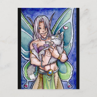 Cartão Postal Cartão-postal Fada e Wolf Cub