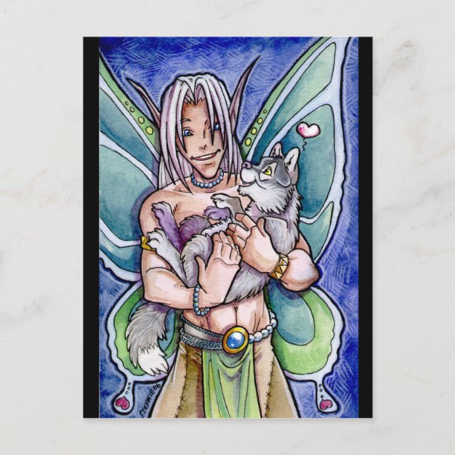 Cartão Postal Cartão-postal Fada e Wolf Cub (Frente)