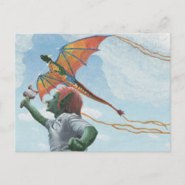 Cartão Postal Cartão-postal Fantasia do Dragão Artesanal Voador