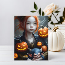 Cartão-postal Fantasy Art Young Demon and Pet Hall