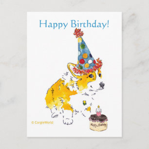 Cartão Postal Cartão-postal Feliz de Aniversário Corgi