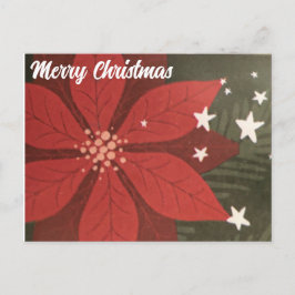 Cartão Postal Cartão-postal Feliz de Natal - Poinsettia e Estrel