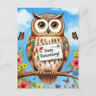 Cartão Postal Cartão-postal Feliz de posto Owl Mail Bird