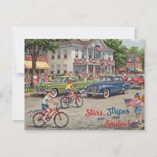 Cartão Postal Cartão-postal Feliz para Estrelas e Strips de 4 de