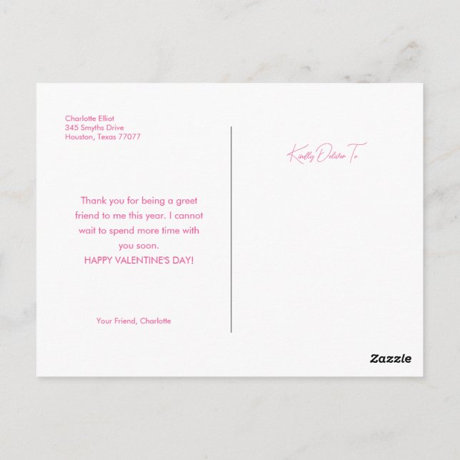 Cartão Postal Cartão-postal Feliz para o Dia dos Namorados (Verso)