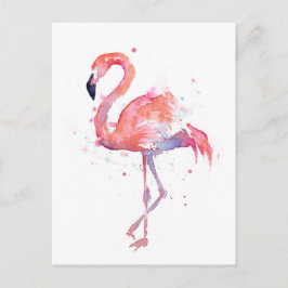 Cartão Postal Cartão-postal Flamingo de Aquarela Rosa