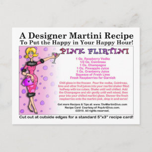 Cartão Postal Cartão-postal Flirtini Martini, cor-de-rosa